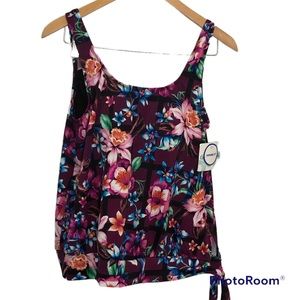 New NWT BEACH BELLE Floral bathing suit top / tankini top